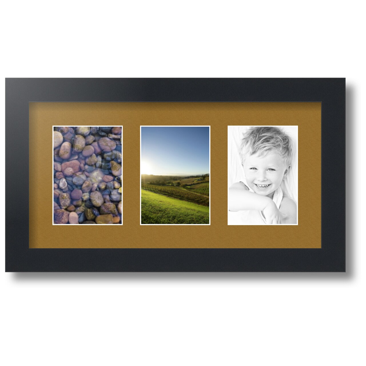 ArtToFrames Collage Photo Picture Frame with 3 - 3.5x5 inch Openings, Framed in Black with Over 62 Mat Color Options and Regular Glass (CSM-3926-29)